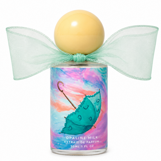 Hippies and Cowboys Opaline Milk perfume bottle on white background