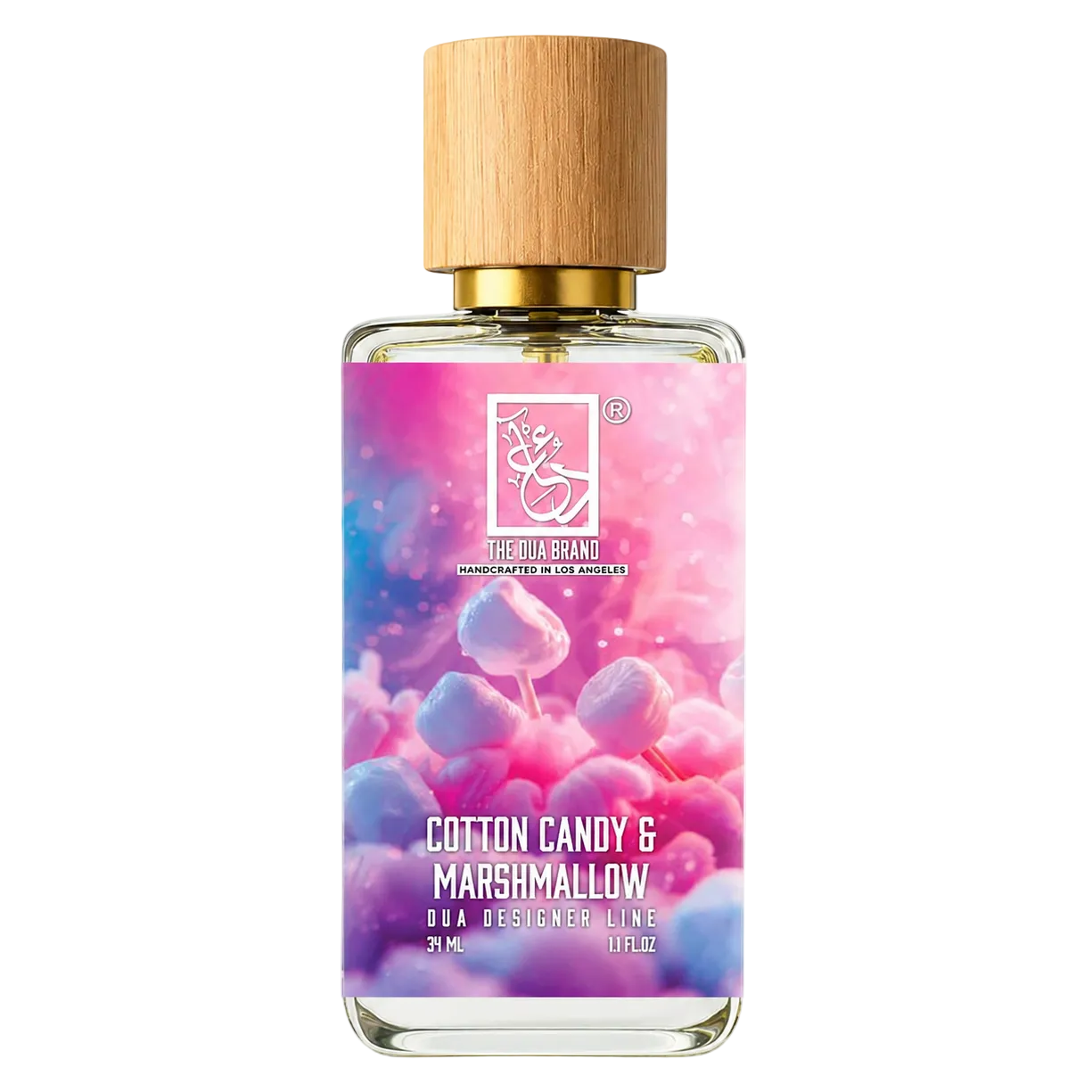 The Dua Brand Cotton Candy & Marshmallow fragrance bottle